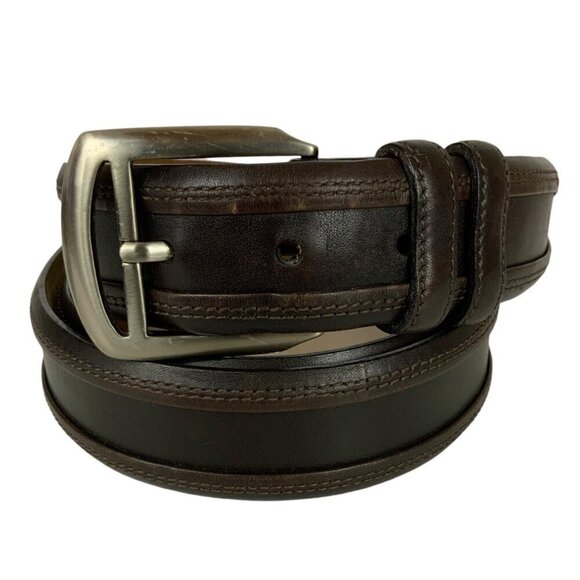 Mezlan Mens Leather Dress Belt Size 42 Dark Brown Genuine Leather Made in Spain - Picture 1 of 4